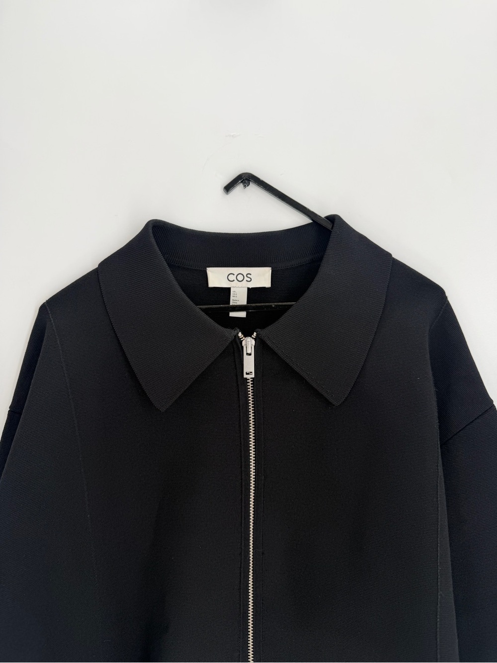 Cos Cropped Milano Knit Cropped Two Way Zip Jacket In Black
